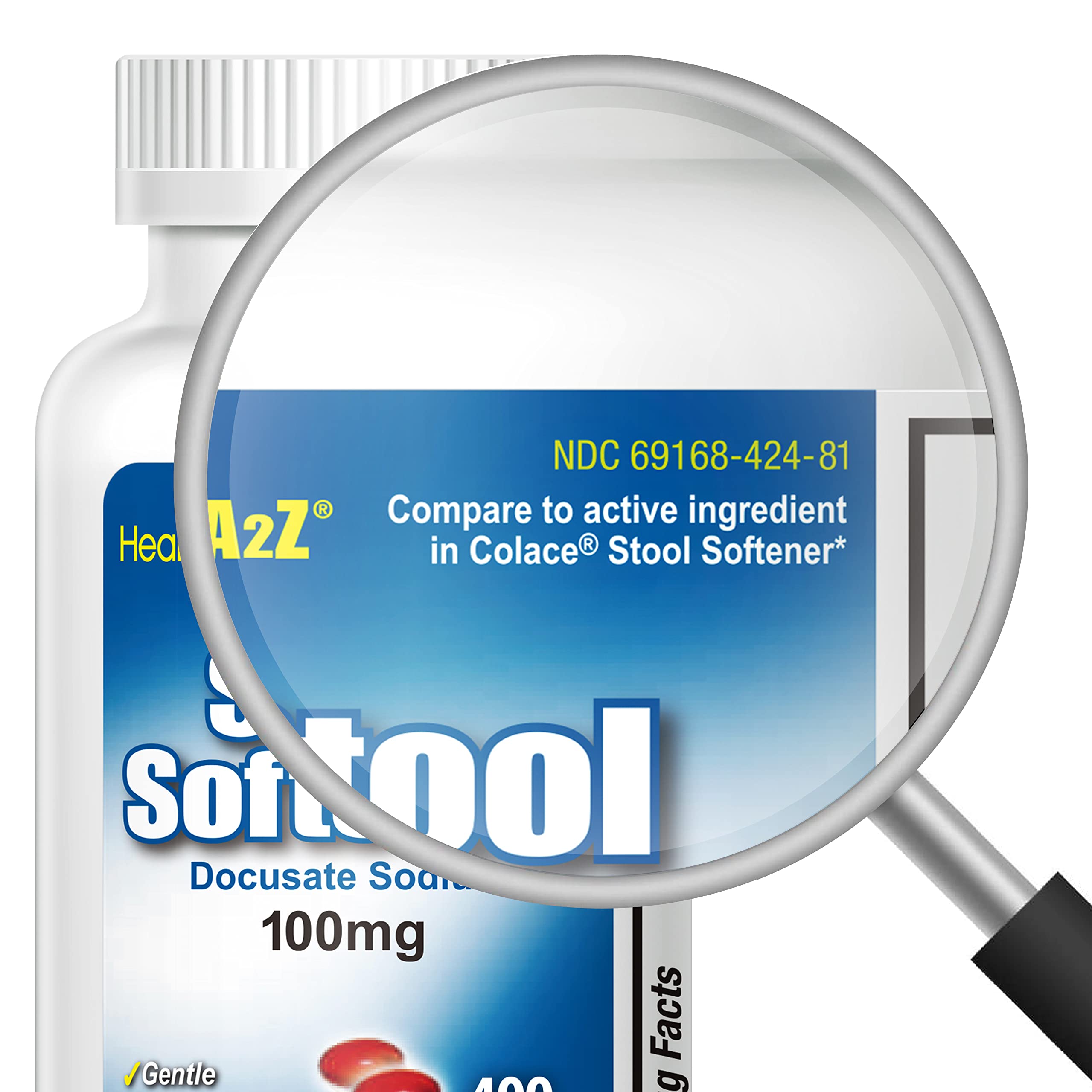 Red capsules HealthA2Z stool softener 100mg