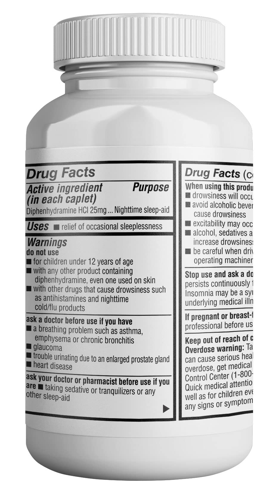 Diphenhydramine HCl 25 mg sleep aid caplets for adults and 12+
