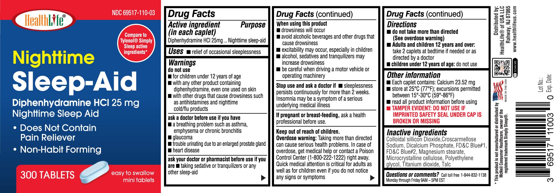 Safe non habit forming HealthLife Sleep Aid product packaging