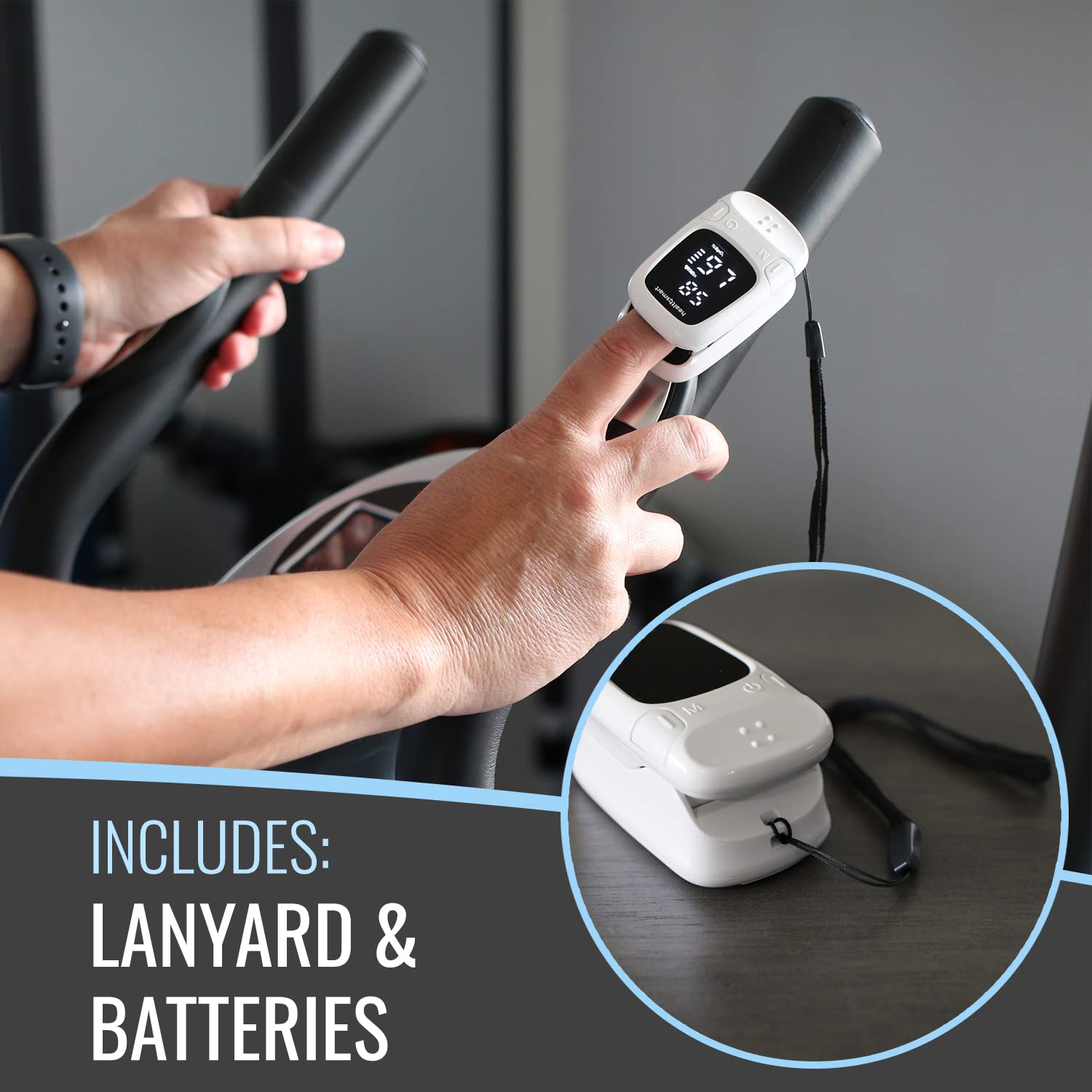 Screen size 1.1x0.8 inches on HealthSmart oximeter