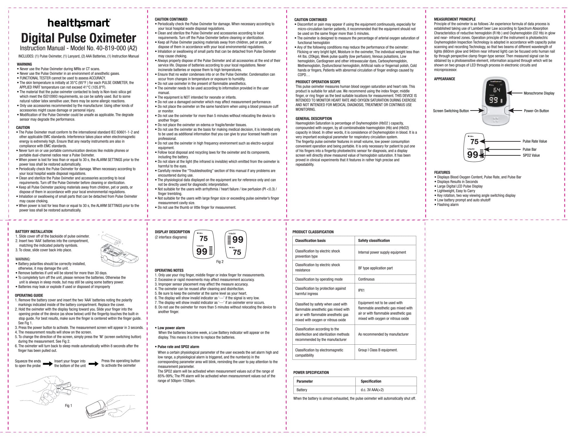 Custom alarm parameters for high and low readings HealthSmart