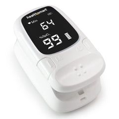 HealthSmart Digital Fingertip Sport Pulse Oximeter LED display showing oxygen and pulse