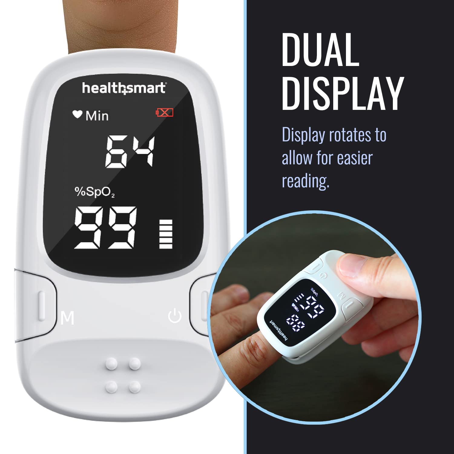 Featherweight HealthSmart oximeter with included lanyard for workouts
