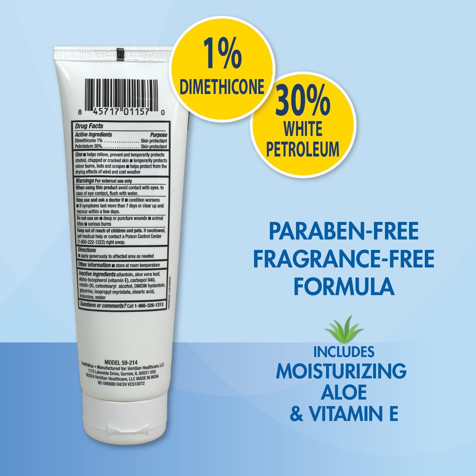 HealthWise Diabetic Foot Cream contains 3% Dimethicone
