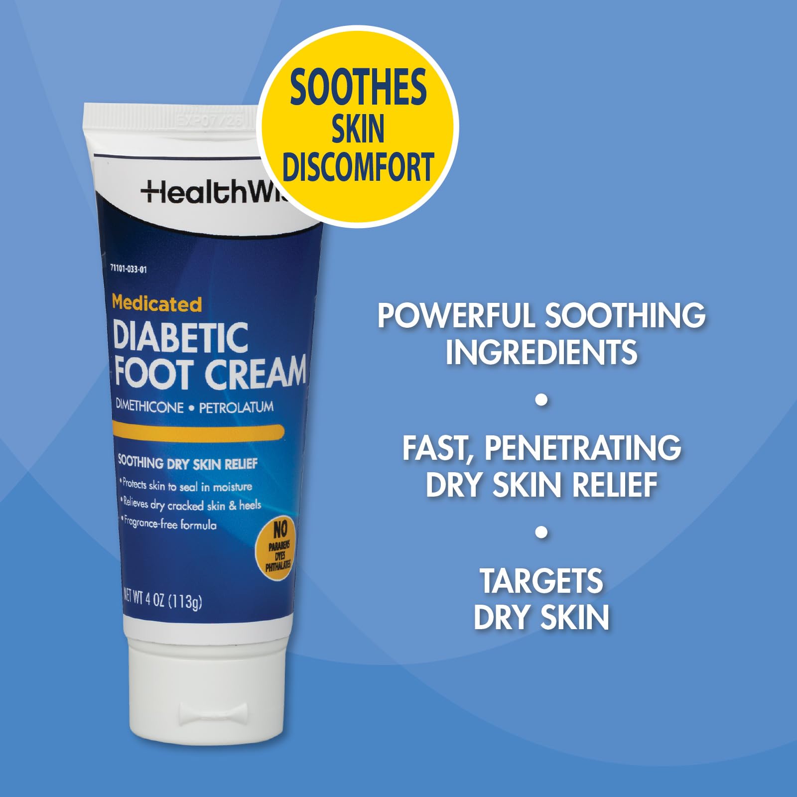 Paraben-free fragrance-free dye-free HealthWise Diabetic Foot Cream