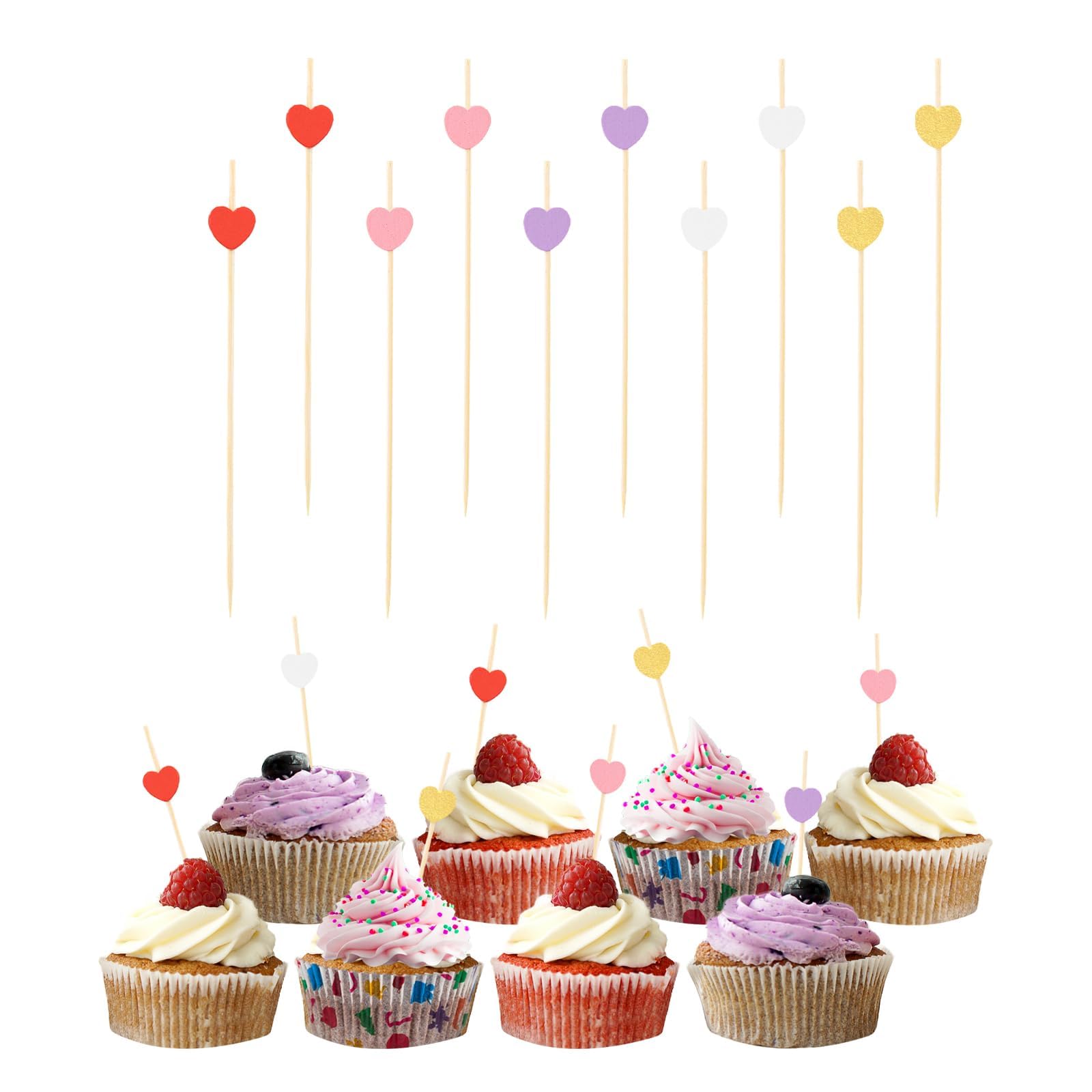 Heart bamboo toothpicks 4.7 inch length
