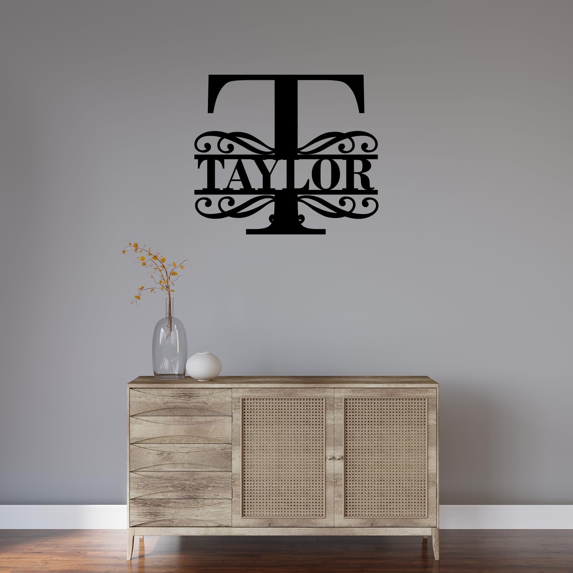 Heart monogram wall art with custom lettering for walls