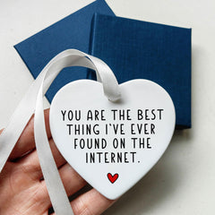 Double sided heart ornament with romantic message 3 inch diameter