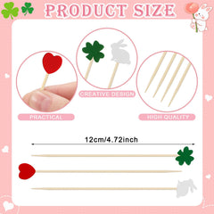Heart shamrock bunny designs on bamboo toothpicks