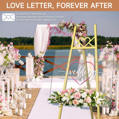 Heart shaped envelope design easel for wedding sign