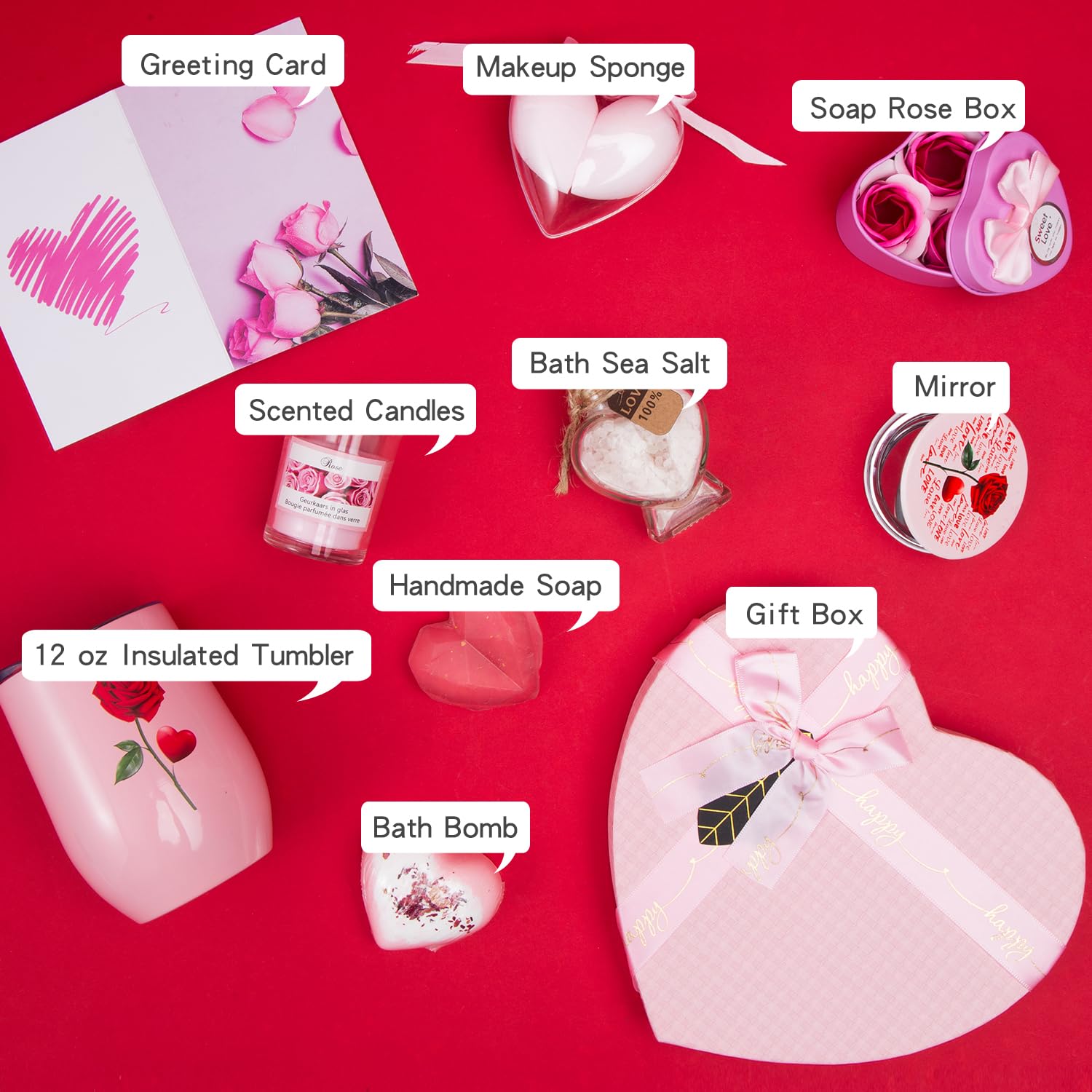 heart shaped makeup sponge included in gift box
