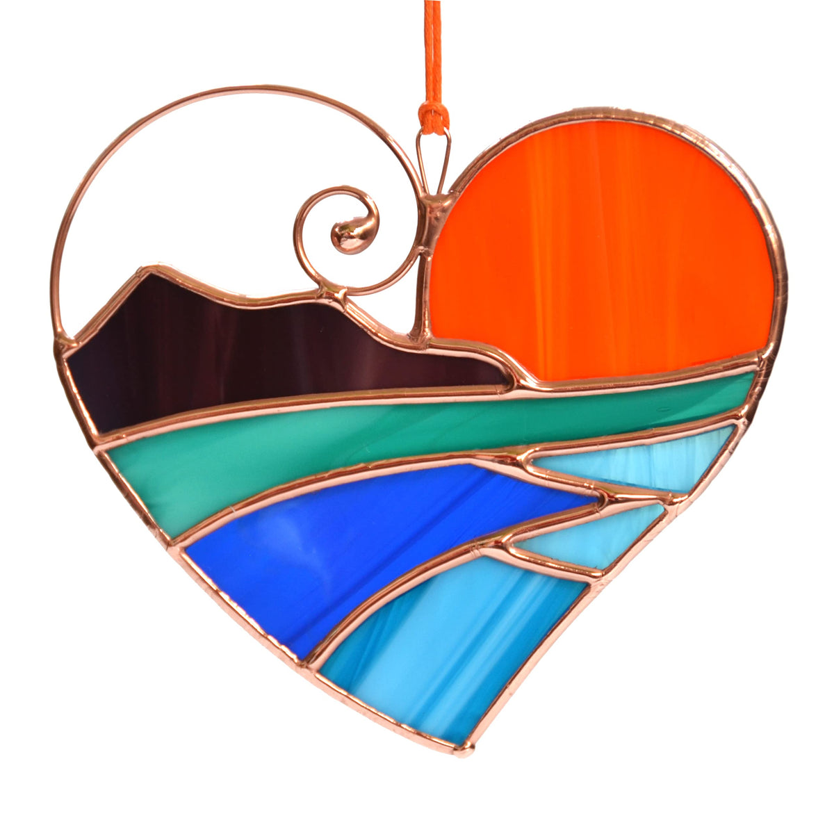 Heart stained glass suncatcher for window decor