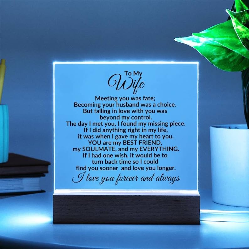Gift ready presentation for wife plaque