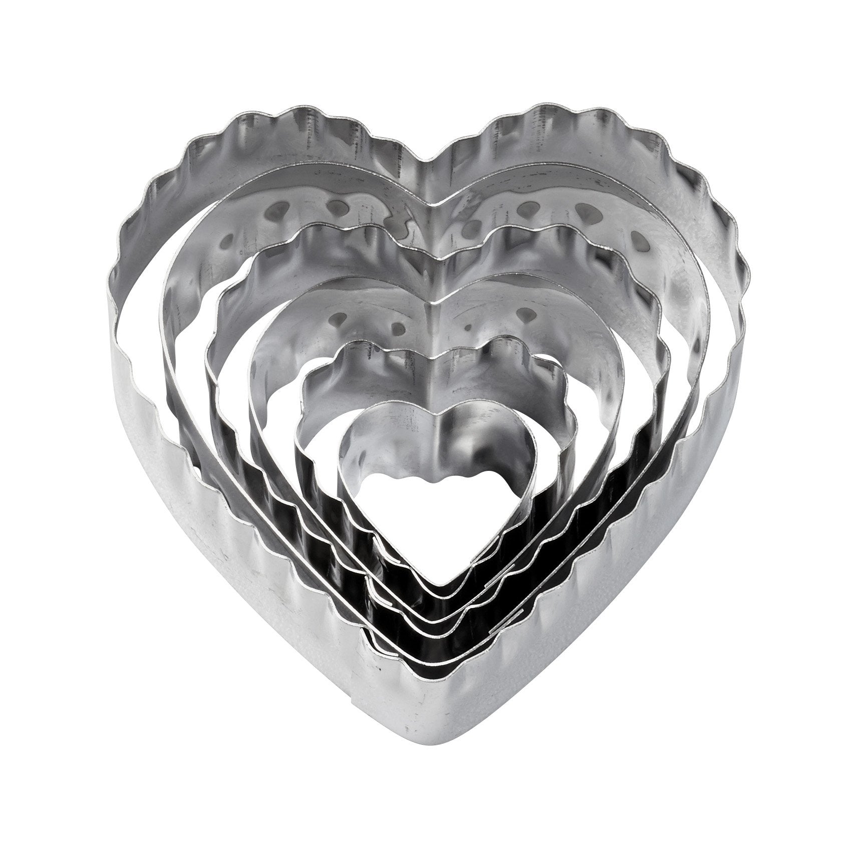 Double-Sided Fondant Cutters Hearts Silver Wilton