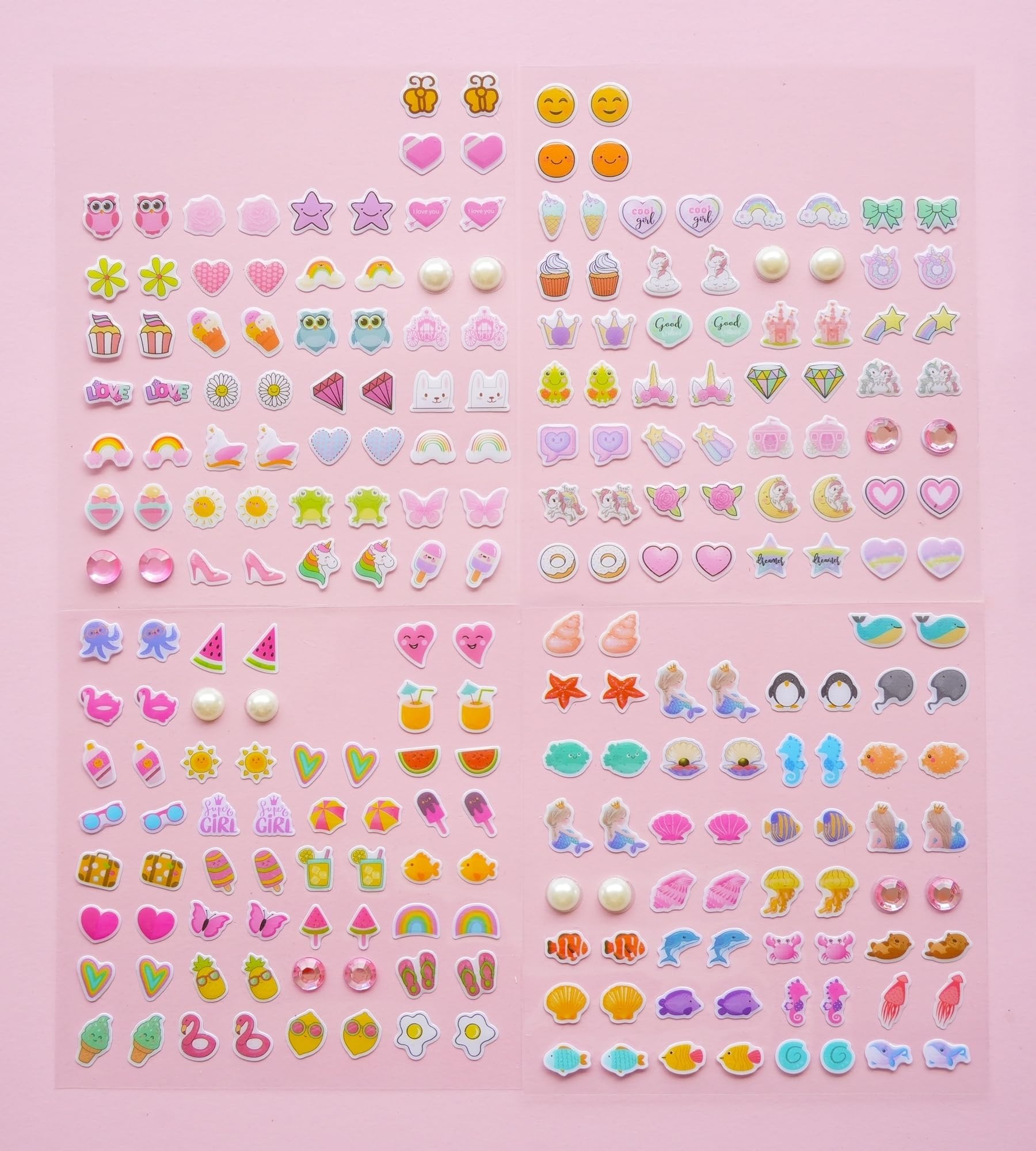 Heart motif sticker earrings for kids