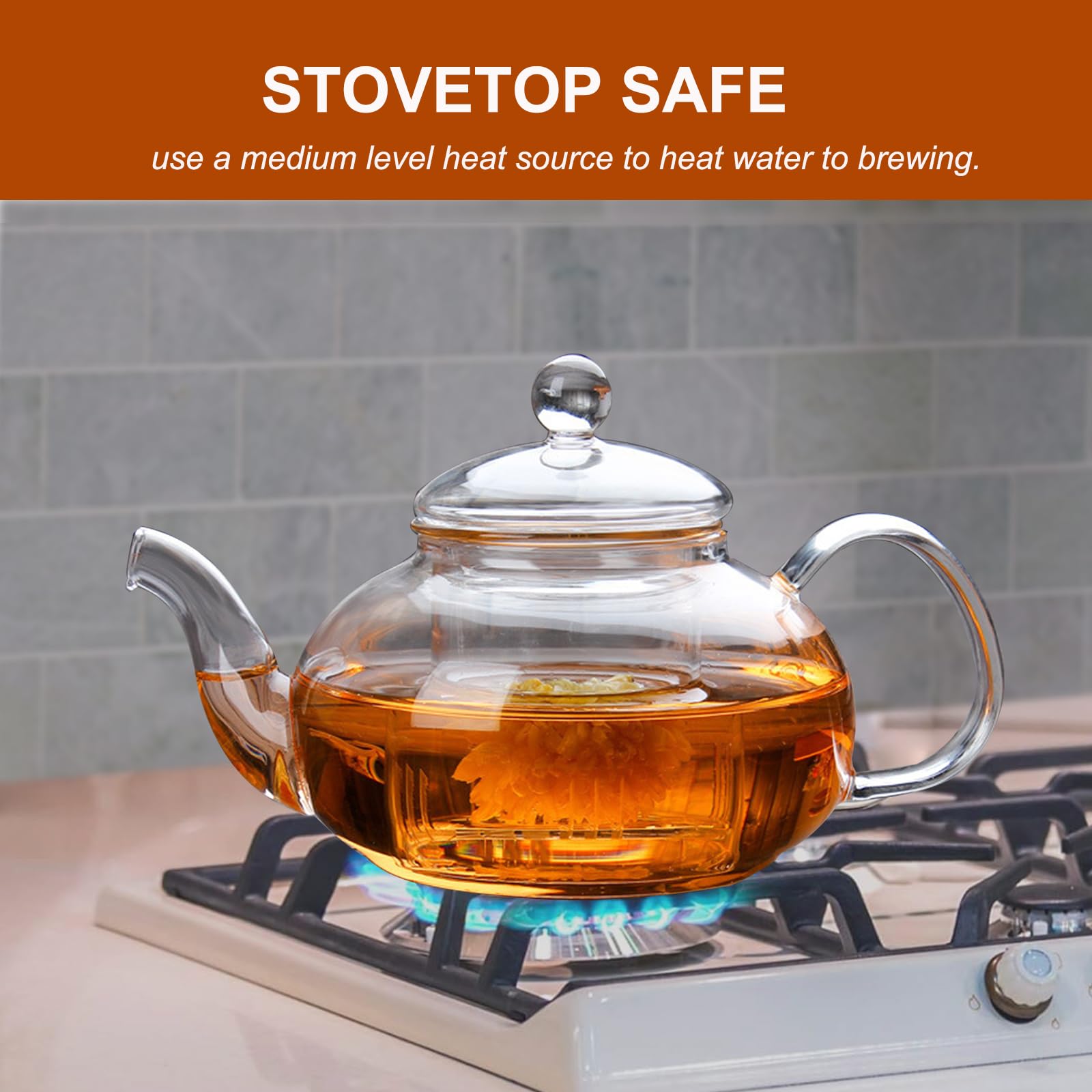 Heat resistant borosilicate glass teapot