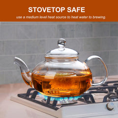 Heat resistant borosilicate glass teapot