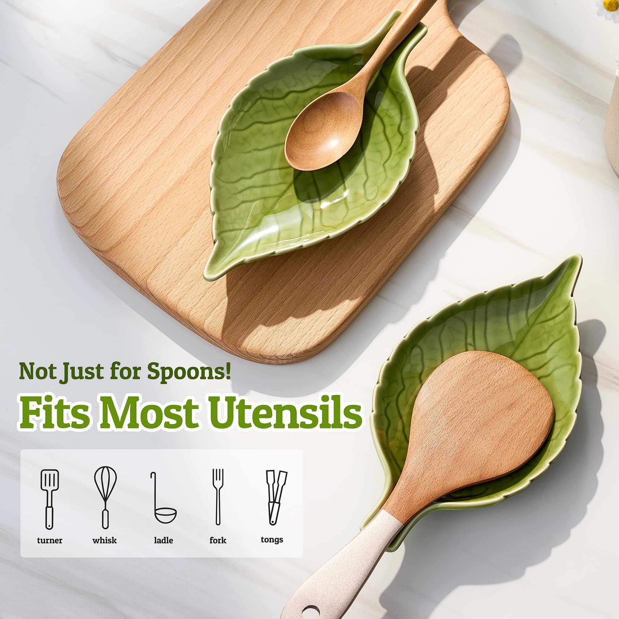 Heat resistant ceramic spoon rest dishwasher microwave safe