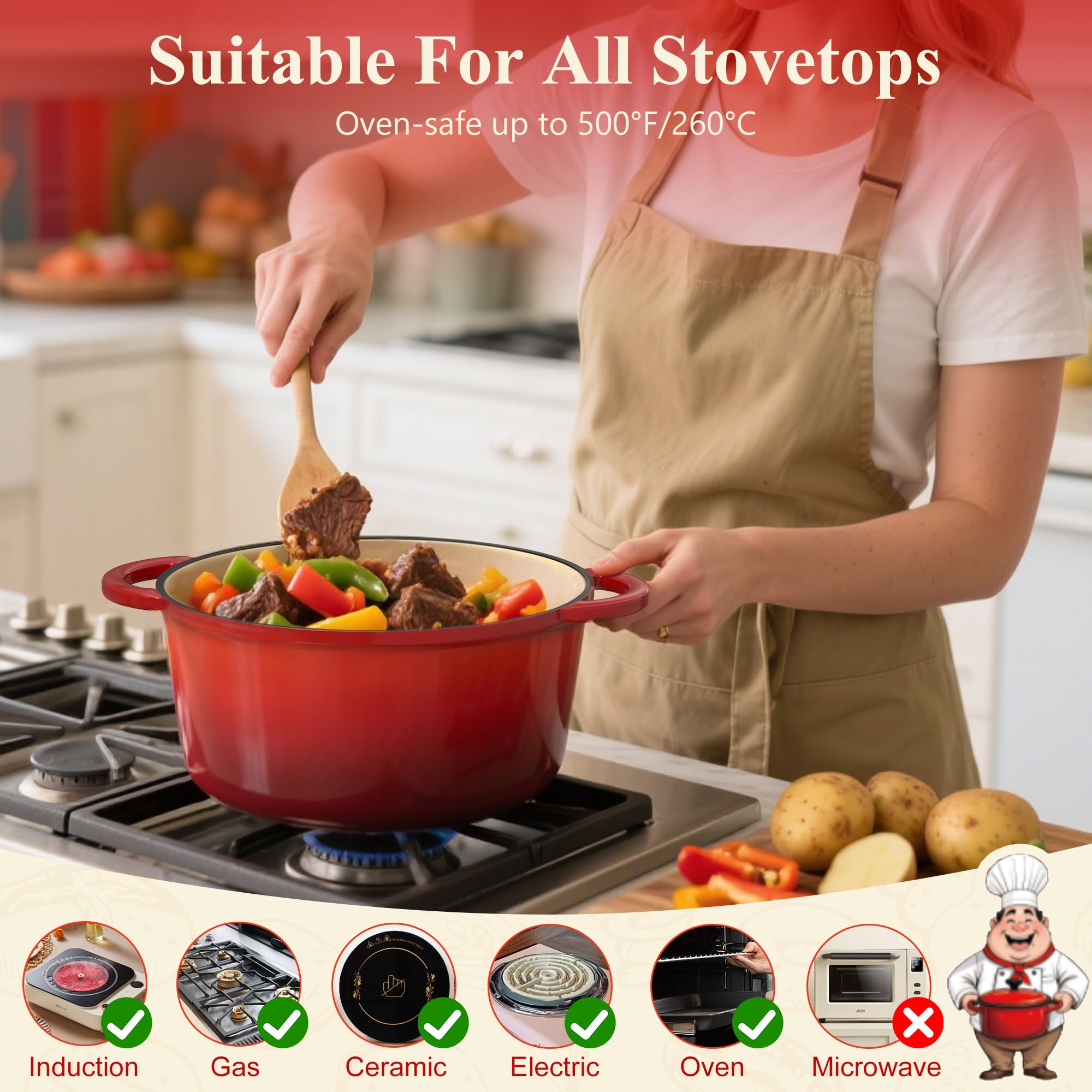 heat resistant handles on enamel dutch oven