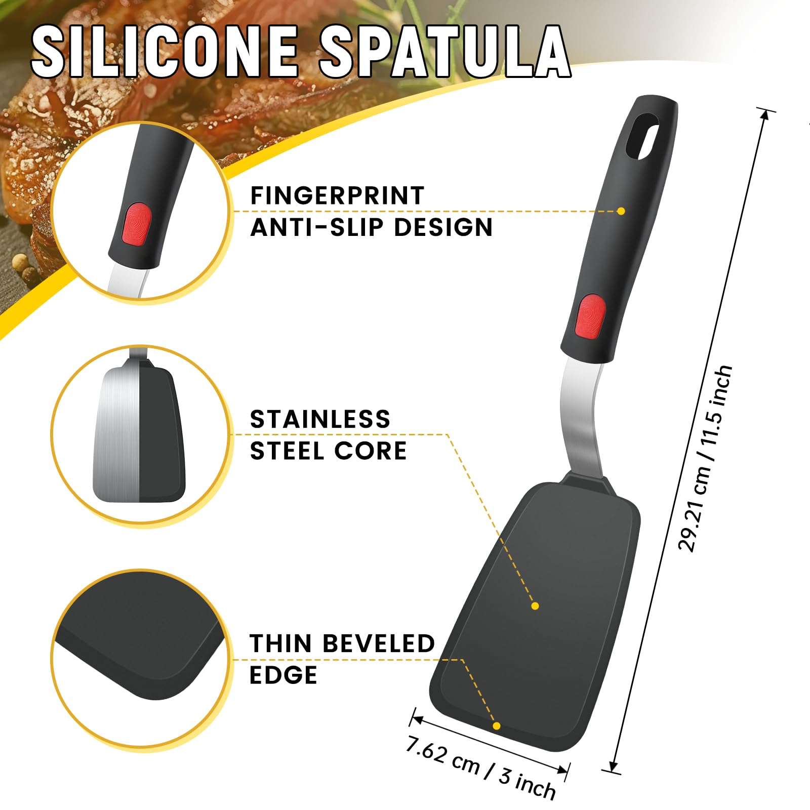 Heat resistant BPA-Free silicone spatula with core