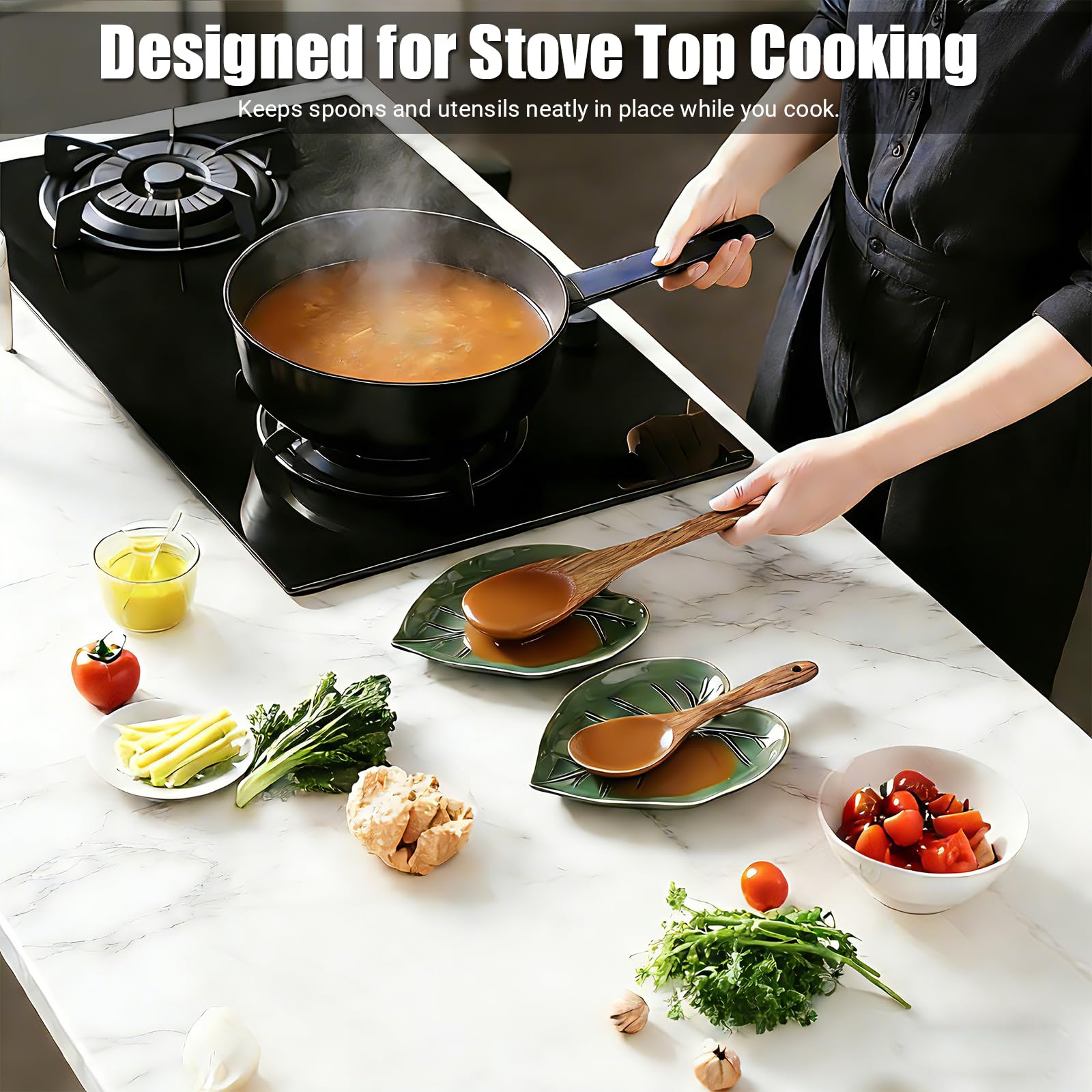 Cute green kitchen decor accent spoon rest