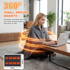 Oversized poncho style heated blanket 59 x 31.5 inches