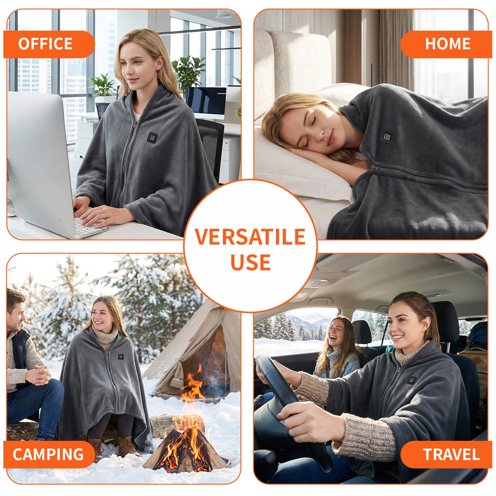 Machine washable heated blanket with laundry bag included