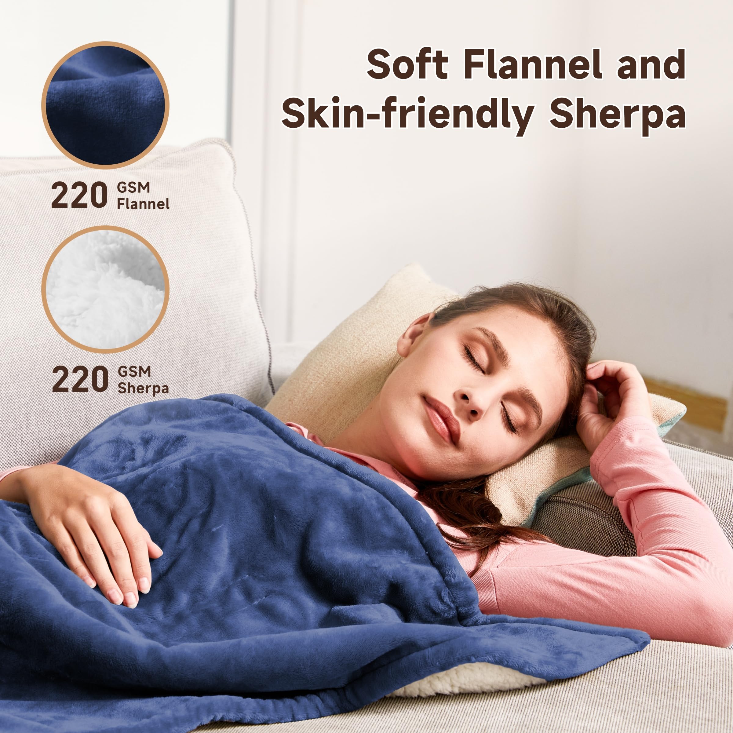 Two-sided fabric 200 gsm flannel and sherpa