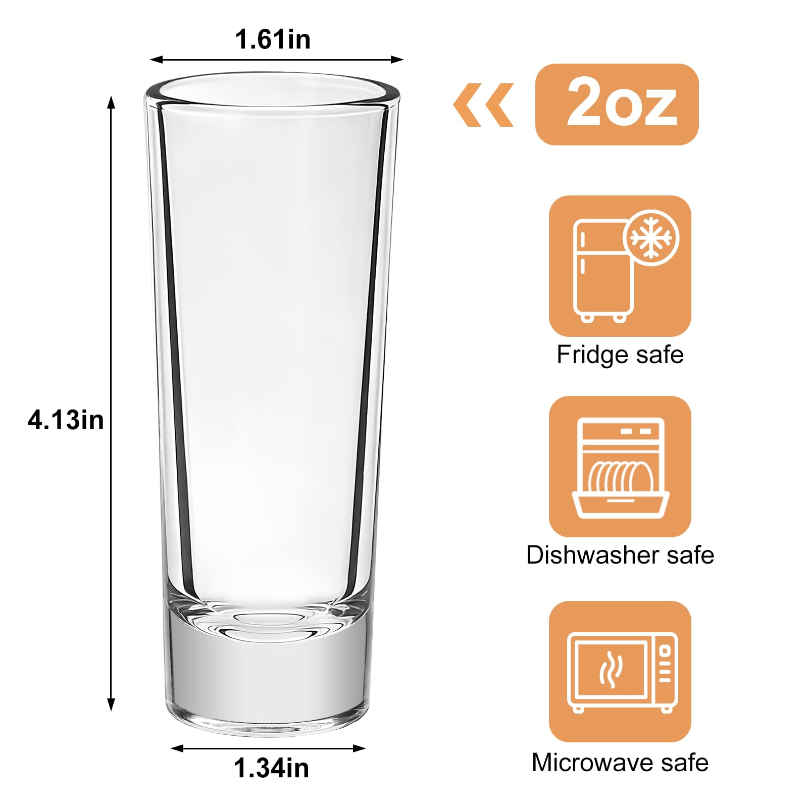 Bulk set of 24 glass shot glasses with foam packaging