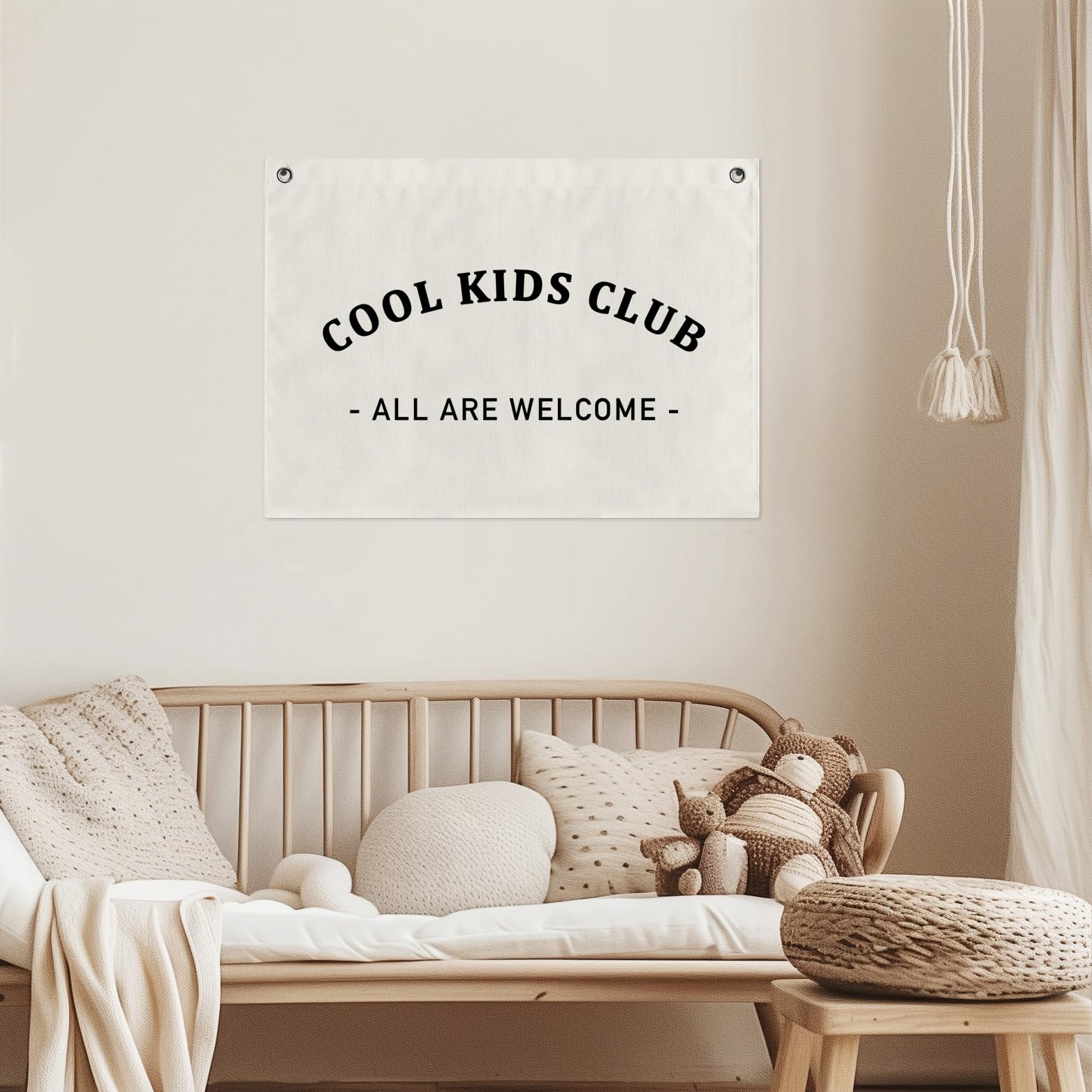 Heavy canvas construction banner for kids spaces