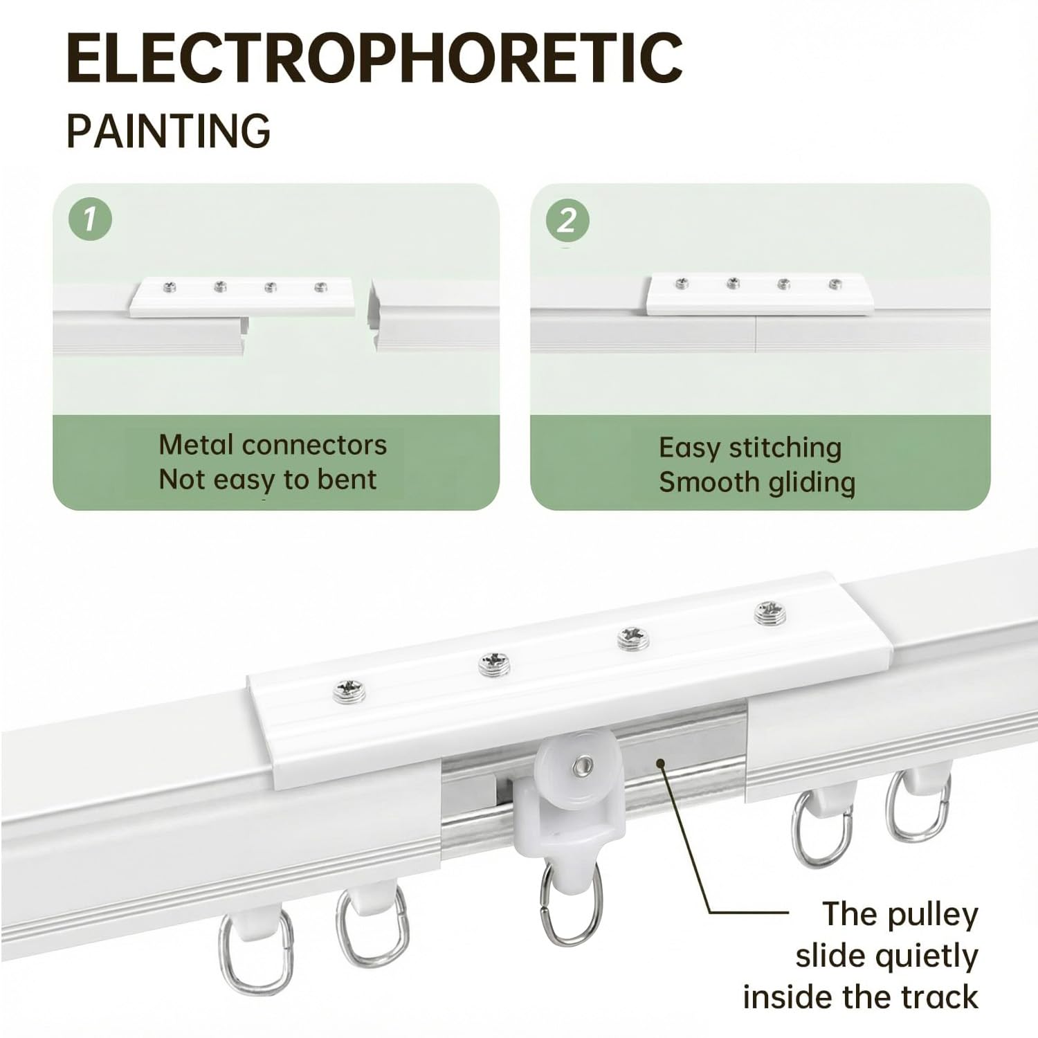 Aluminum curtain track with PET pulleys quiet operation