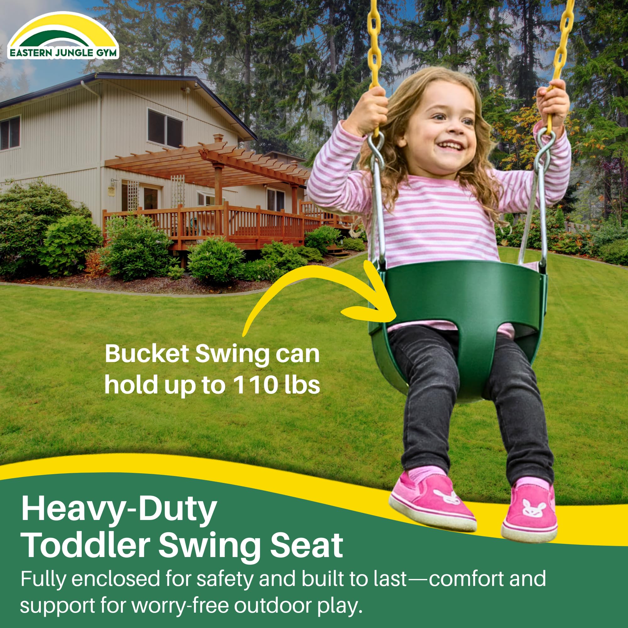 Heavy-Duty High Back Full Bucket Toddler Swing seat in polyethylene