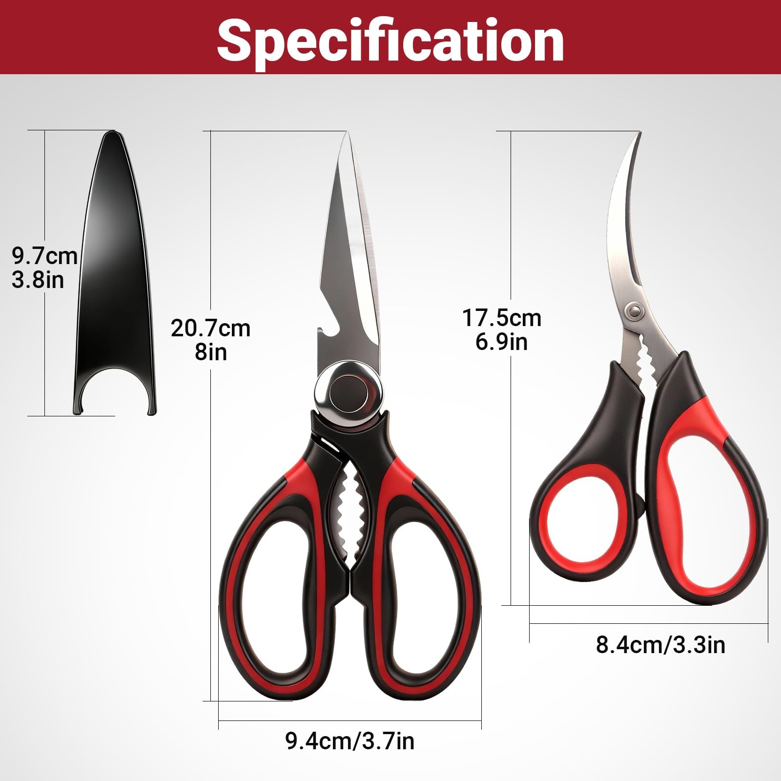 Seafood scissors and kitchen scissors stainless steel