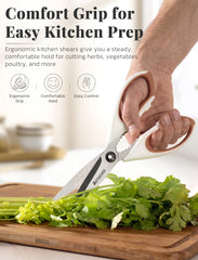 Herbs and vegetables being snipped with Astercook Kitchen Scissors