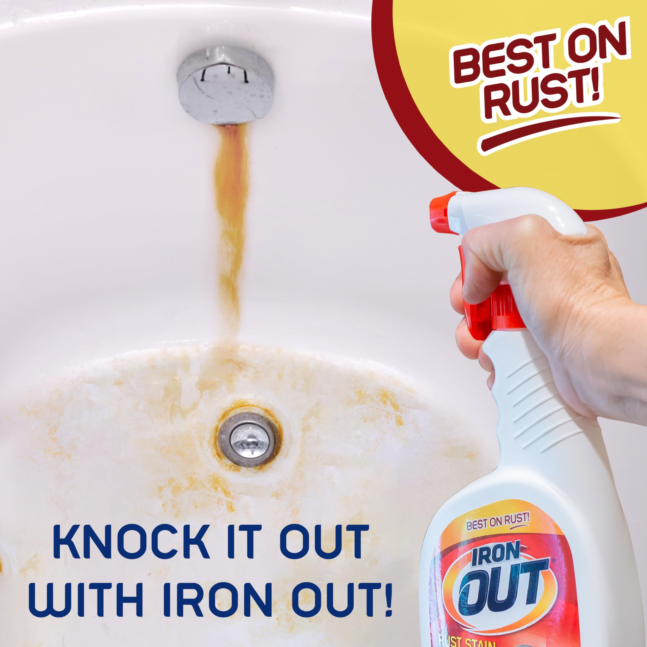 Rust stain remover spray used on tile sinks and toilets