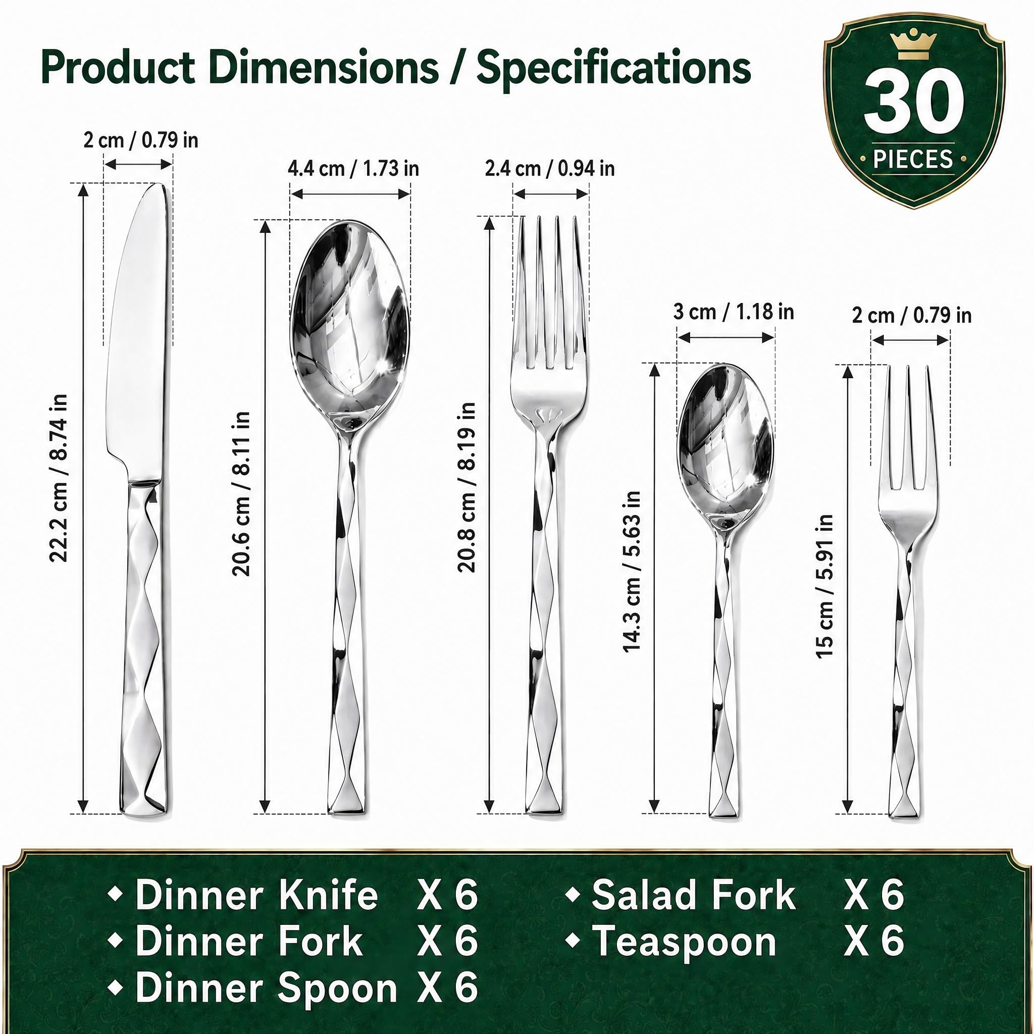 Heavy-duty 18/0 stainless steel utensils