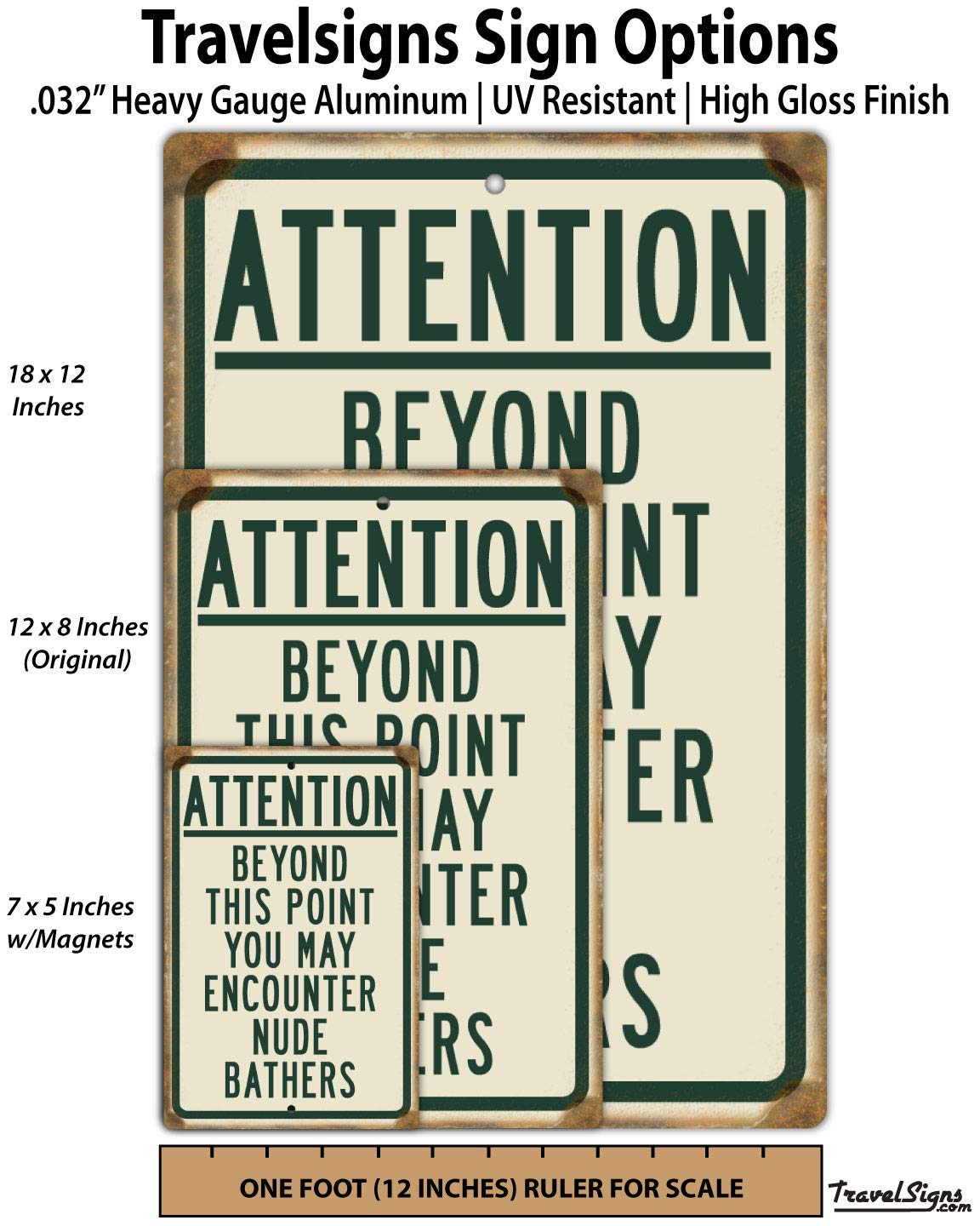 Heavy gauge aluminum beach sign replica of U.S. highway signage