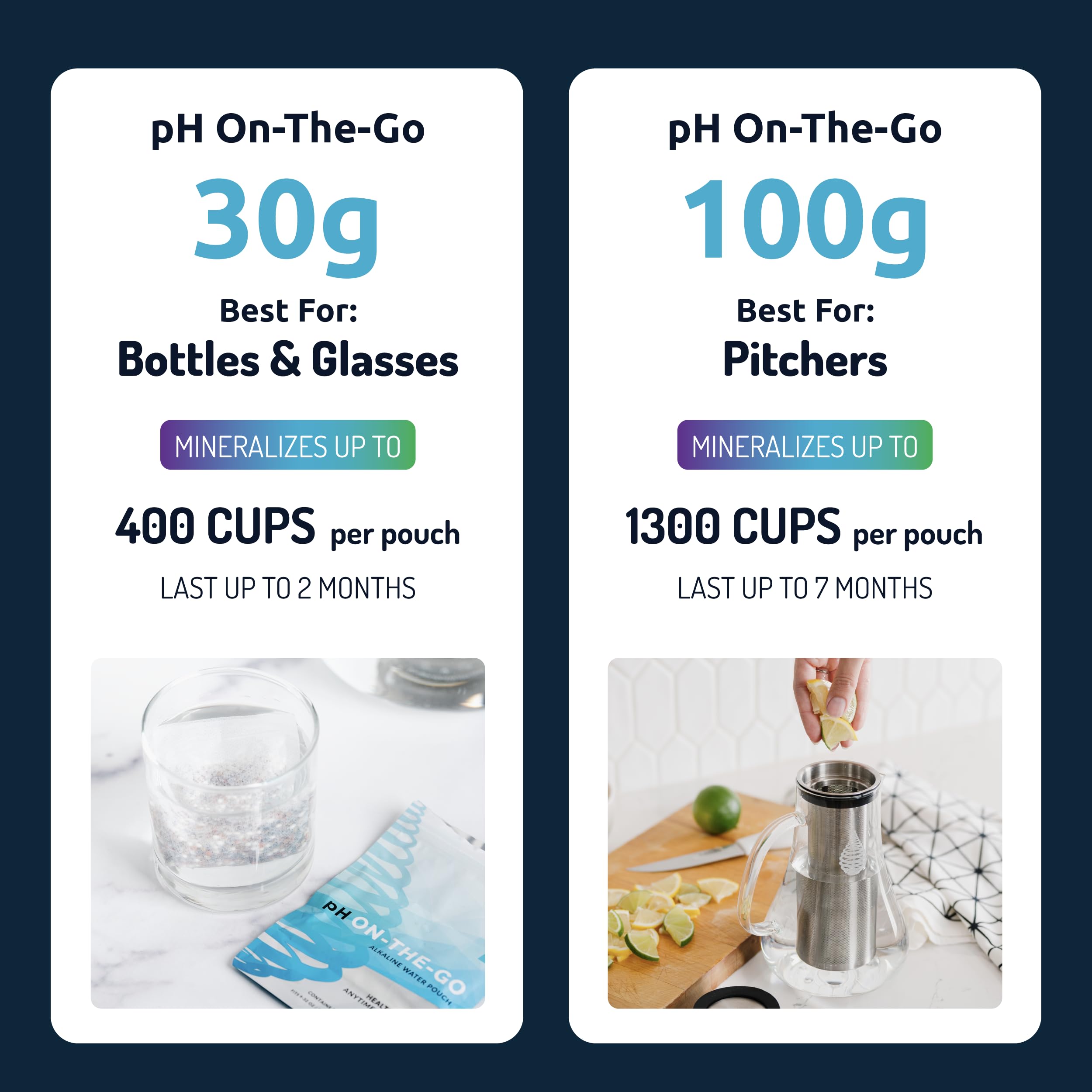 Removes heavy metals and chlorine in pouch