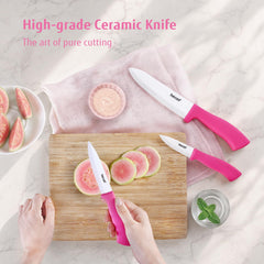 hecef ceramic knife set with cover 4 inch utility knife image