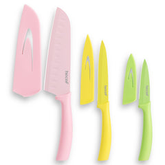 hecef colorful knife set 3 piece with covers packaging