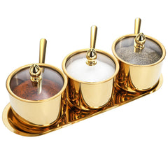 11 oz capacity Hedume condiment jars set for sugar pepper salt
