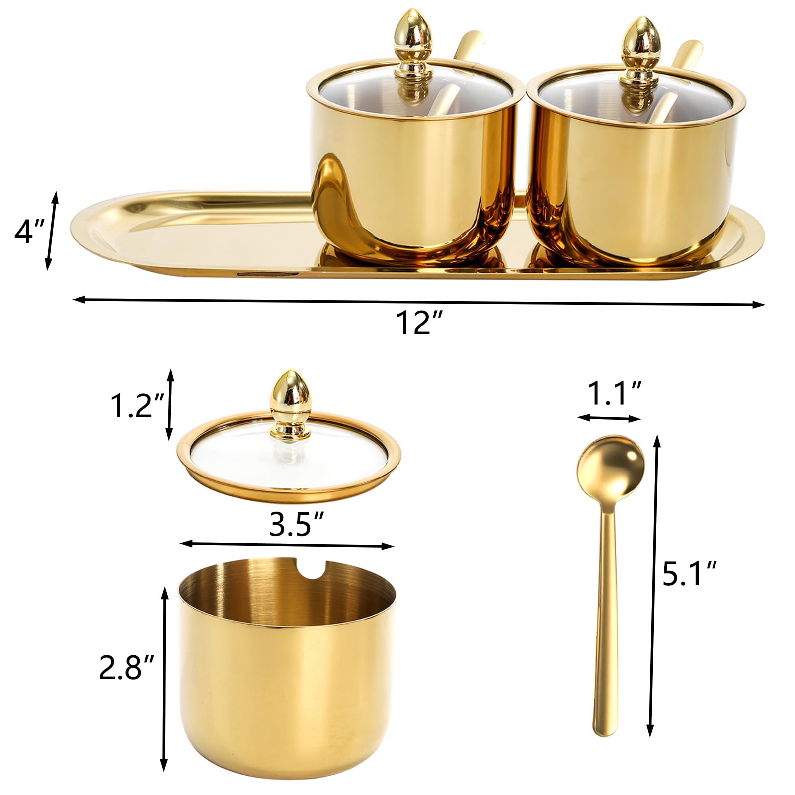 Spoons and tray included with Hedume seasoning set on kitchen counter