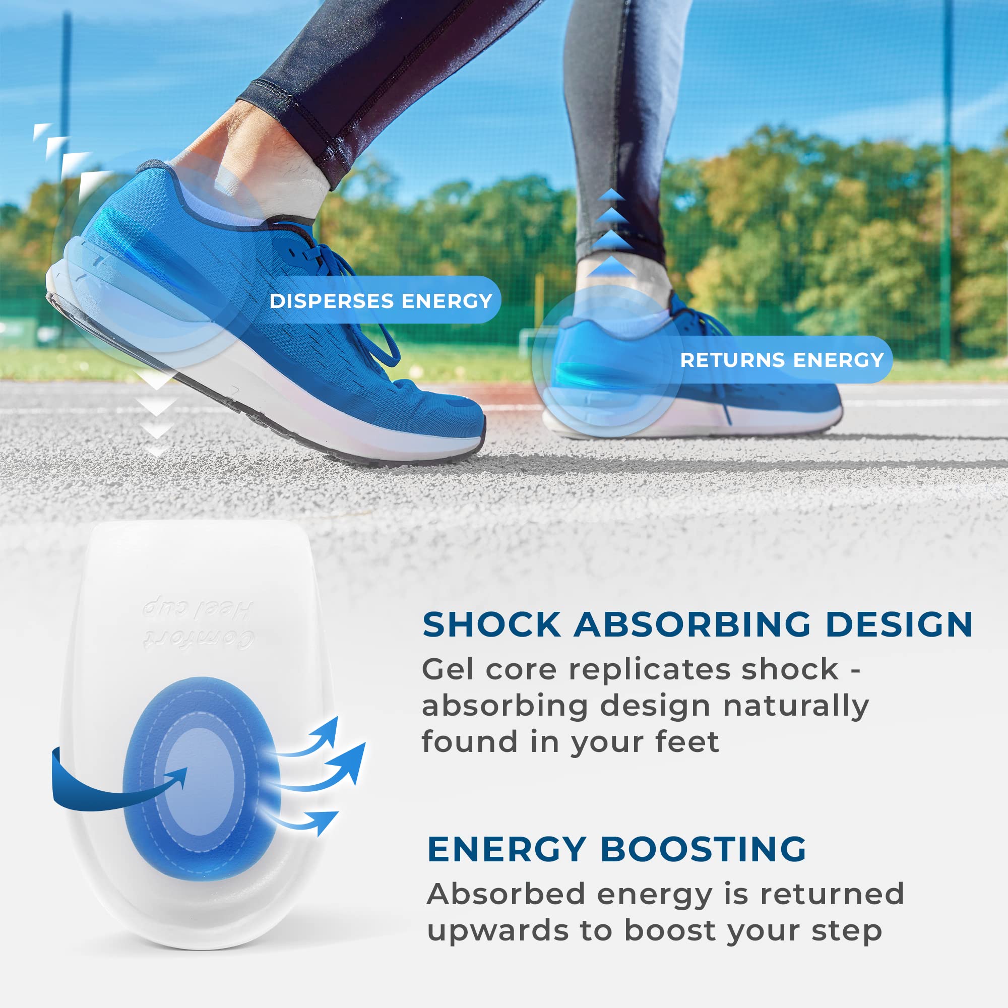 Medical-grade silicone heel cups close up product image
