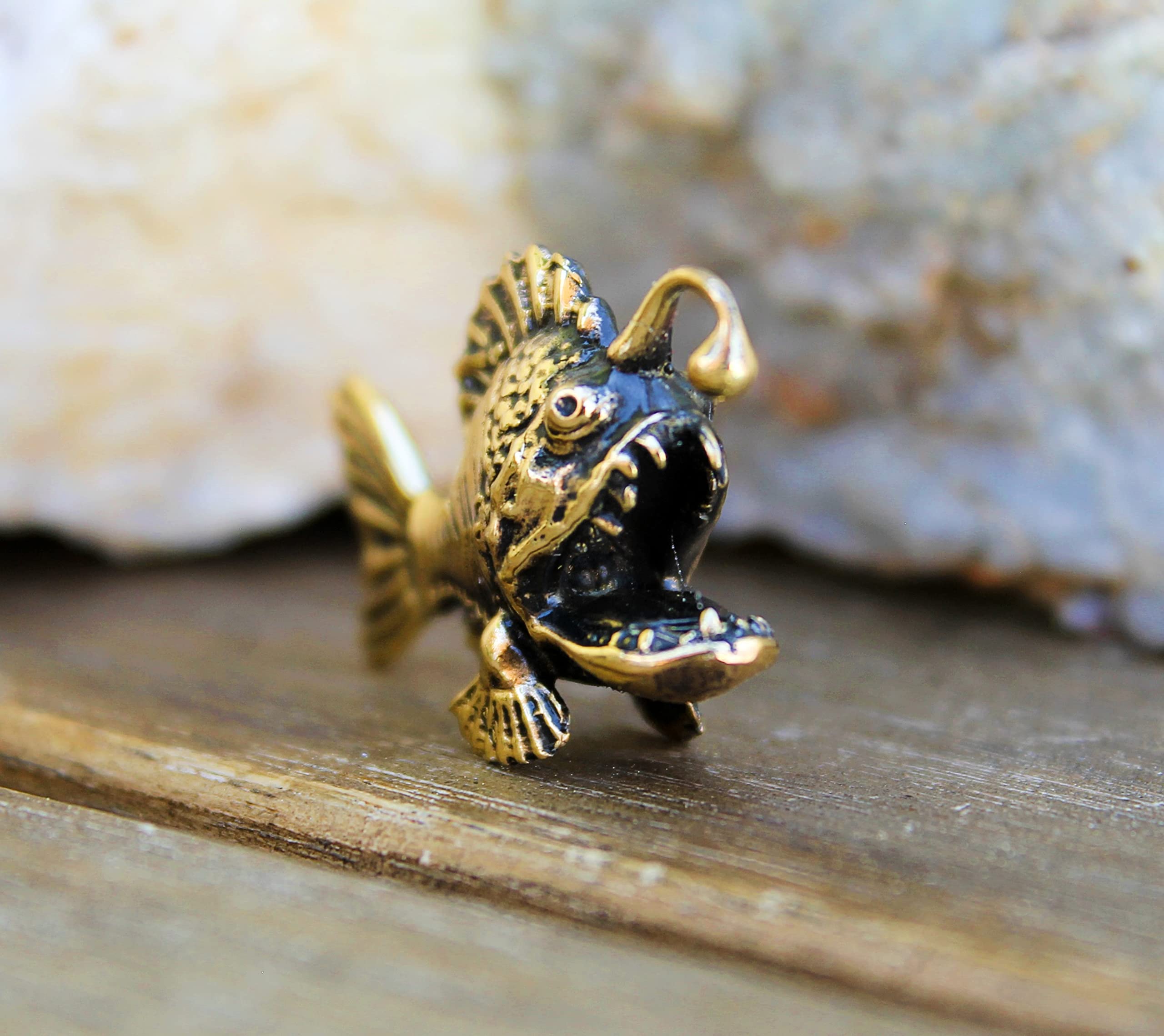 anglerfish brass figurine can be used as pendant or keychain