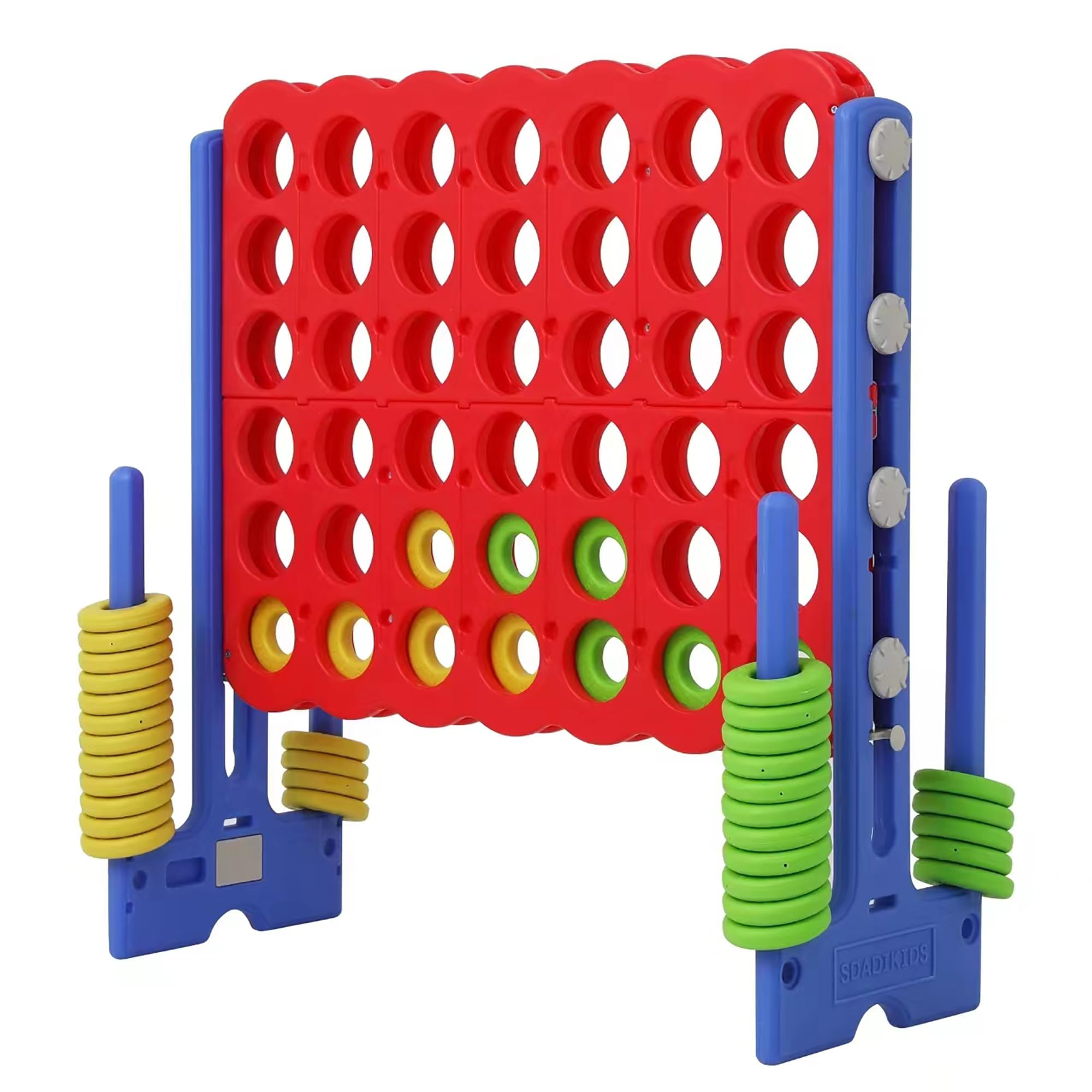 Height adjustable giant 4 connect in a row game blue red setup