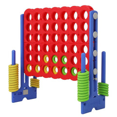 Height adjustable giant 4 connect in a row game blue red setup
