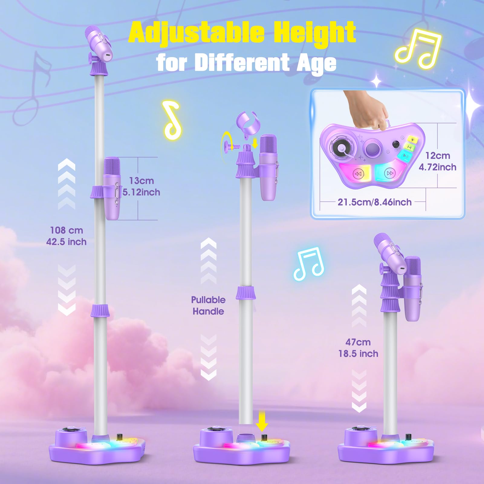 Colorful LED stage lights on karaoke setup