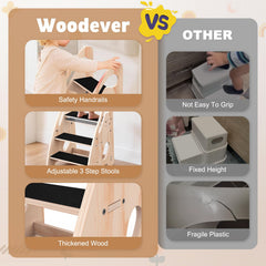 Wooden toddler stool with non-slip pads