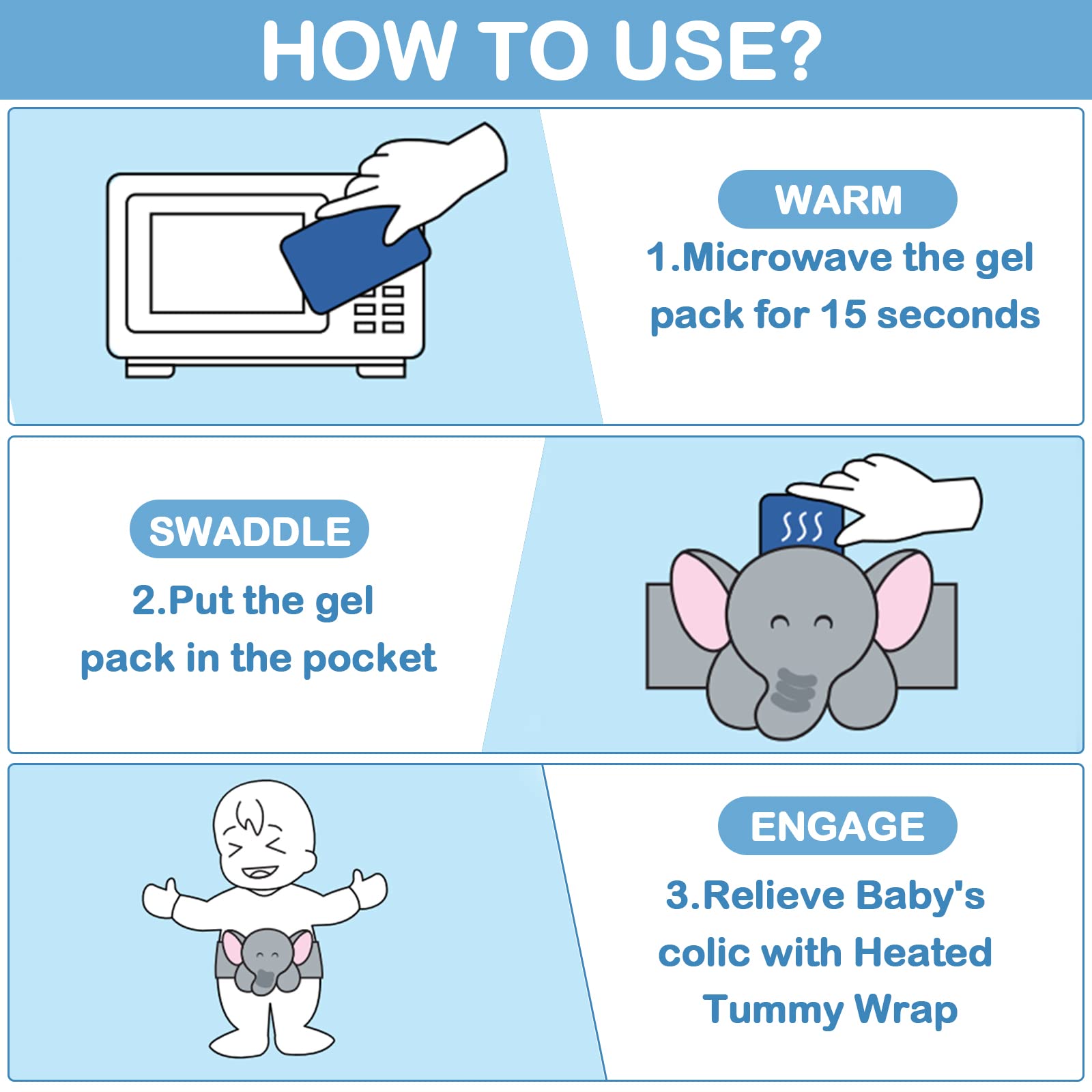 Heigoeost tummy wrap for colic and gas relief