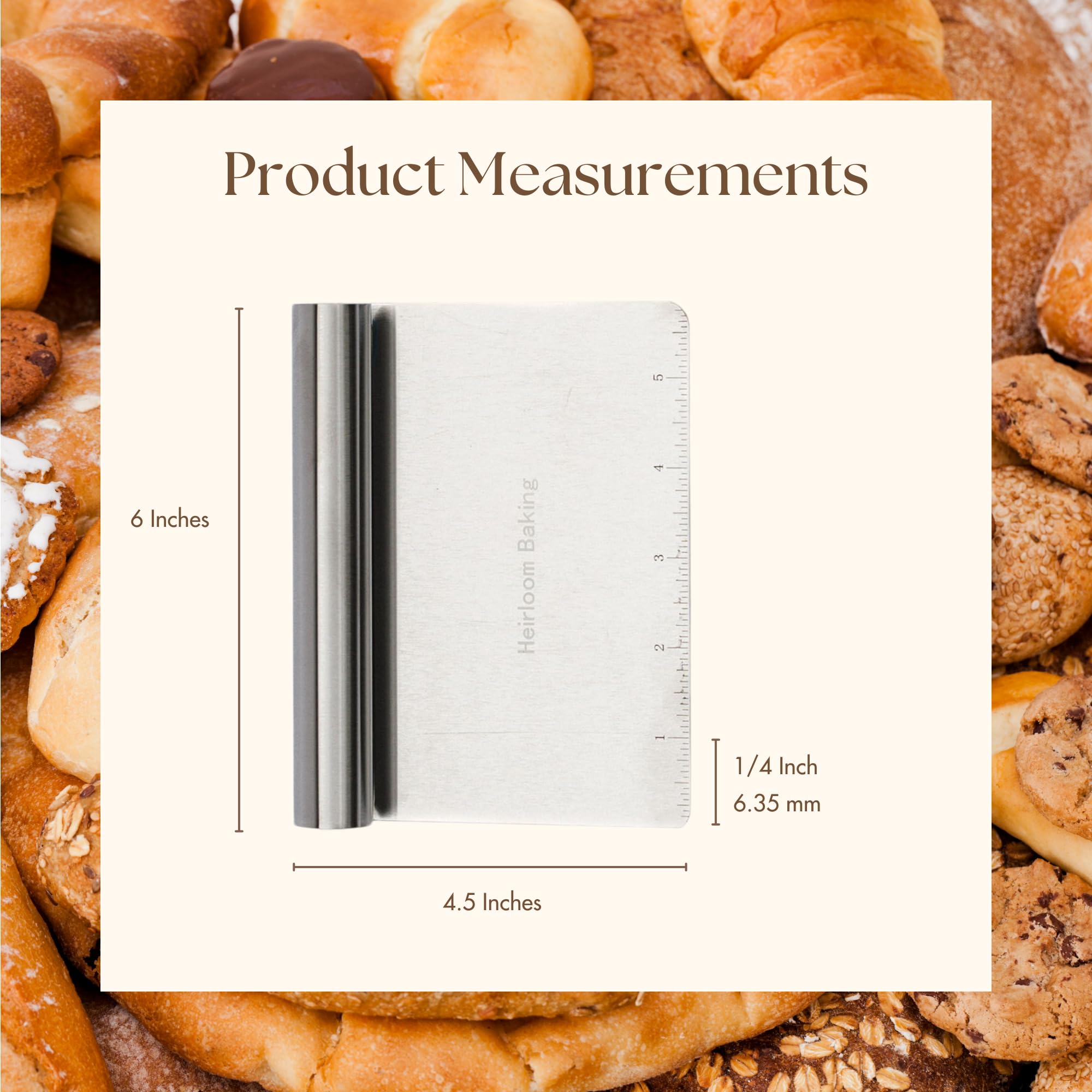 Non-porous steel dough scraper easy cleanup design